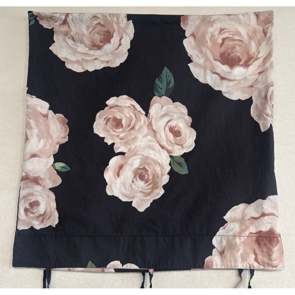 Pottery Barn Shams Emily & Meritt Bed of Roses TWO Euro Pillow Shams Pink Black